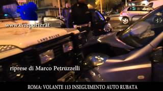 POLIZIA INSEGUE AUTO RUBATA IN FUGA CONTROMANO [upl. by Seuqirdor995]