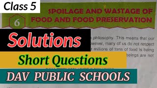 Dav class 5 Spoilage and wastage of food and food preservation Solutions [upl. by Ahsratal]