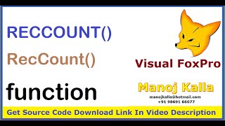 RECCOUNTfunction in visual foxpro  function visual foxpro reccount  get record counts of dbf [upl. by Lidstone]