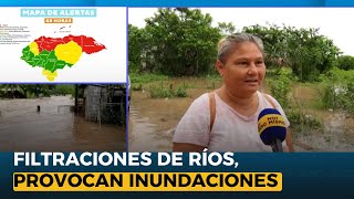 Filtraciones del río Humuya y rio blanco provocan inundaciones en zonas bajas de potrerillos [upl. by Nedyah]