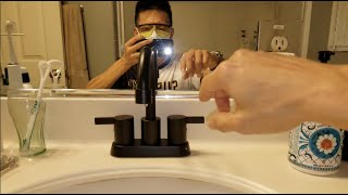 How To Install PHIESTINA 4quot 2 Handle Centerset Matte Black LeadFree Bathroom Faucet DIY [upl. by Arised745]