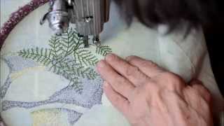 Ferns Free Motion Embroidery Art With a Vintage Treadle Sewing Machine [upl. by Lira]