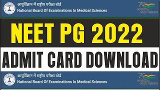 NEETPG 2022 admit card download  How to download NEETPG 2022 admit card download [upl. by Acissaj]