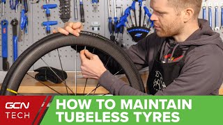 How To Maintain Your Tubeless Tyres  GCN Tech Maintenance Monday [upl. by Ahsenek]