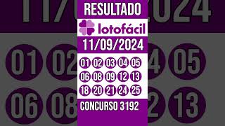 LOTO FACIL hoje  11092024  Resultado concurso 3192 [upl. by Annohsal664]