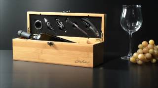 Edle Geschenkbox für 1 Weinflasche mit 5tlg SommelierSet [upl. by Schlicher]