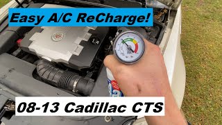 How To ReCharge AC Cadillac CTS DIY 2008 2009 2010 2011 2012 2013 08 09 10 11 12 13 [upl. by Edrock]