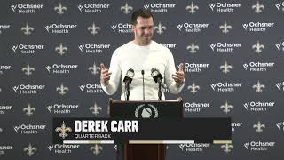 Derek Carr talks Win Taysom Hill  SaintsBrowns Postgame  2024 NFL Week 11 [upl. by Tami439]