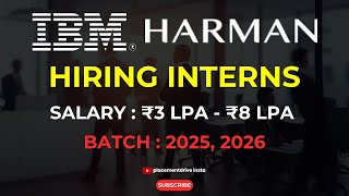 Exciting Intern Software Engineer Opportunities at IBM and HARMAN  Apply Now [upl. by Ayojal]