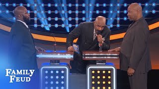 Steve wants to GO HOME  Celebrity Family Feud  OUTTAKE [upl. by Cressida]