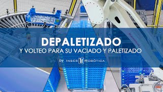 Depaletizado vaciado y paletizado automático de cajas de plástico apilables [upl. by Murray]