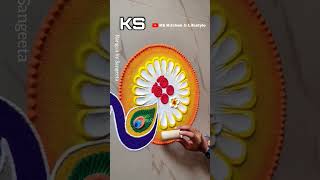 Beautiful Rangoli Tricks by Sangeeta Deepavali Sankranti Dhanteras and Diwali Simple Rangoli [upl. by Ahsyt]