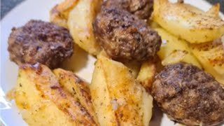 Patate me qofte ne furrePotatoes with meatballs in oven [upl. by Eibrab]