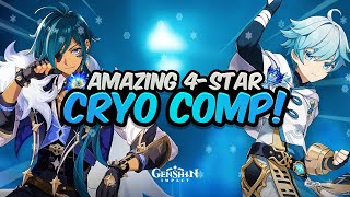 AMAZING 4 STAR TEAM WITH NEW CRYO SET Kaeya amp Chongyun Crazy DPS  GuideShowcase  Genshin Impact [upl. by Ternan]