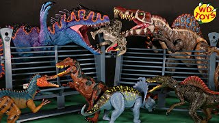 New Jurassic World 6 Dinosaur Toys Knockoff Indominus Rex vs TRex Dino Battles [upl. by Madison]