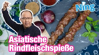 Asiatische RindfleischSpieße ein Grillgericht ohne Grill [upl. by Nevsa]