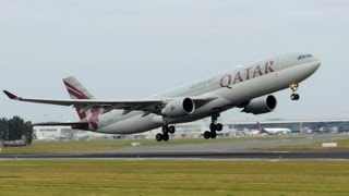 Airbus A330 Qatar Airways TakeOff  Brussels [upl. by Barney472]