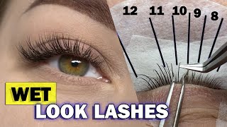 WET LOOK LASH  How to create a wispy eyelash extensions  Hybrid Set [upl. by Clerissa]