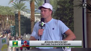 Jenson Brooksby 2021 Indian Wells First Round Win [upl. by Eltsryk]