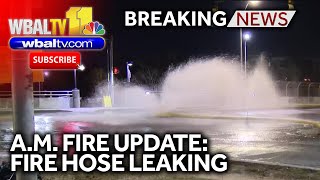 AM Update Leaking hoses lead to massive Baltimore fire [upl. by Ytsirhk261]