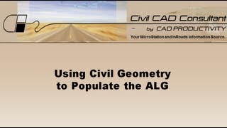 InRoads Tutorial Civil Geometry and the ALG [upl. by Llydnek]