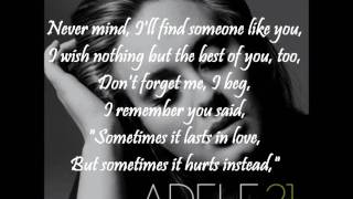 Adele  Someone like you WITH ONSCREEN LYRICS [upl. by Dnarud]