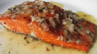 Pan SEARED SALMON w LEMON BUTTER SAUCE Recipe  How to make SEAR SAMON Tutorial [upl. by Hadwin]