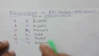 Dimercaprol or BAL British anti levisite uses in metal poisoning pharmacology mnemonics [upl. by Rollin]