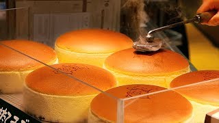 Japanese Street Food  JIGGLY CHEESECAKE Uncle Rikuros Cheese Cake Osaka Japan [upl. by Talbott]