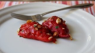 Sausage Stuffed Piquillo Peppers  Peppers Stuffed with Sausage Rice and Goat Cheese [upl. by Ardnekat]