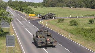 Kampfpanzer Leopard 2 beim Straßenmarsch Bundeswehr Manöver Heidesturm 2024 Panzerbataillon 203 NATO [upl. by Marienthal946]