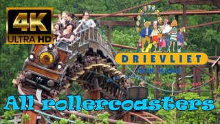 All rollercoasters Familiepark Drievliet 2022 Onride 4K [upl. by Oremo]