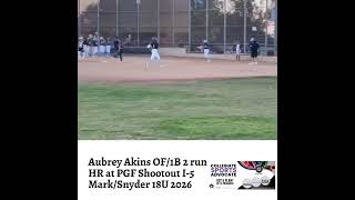 Aubrey Akins OF1B 2 run HR at PGF Shootout I5 MarkSnyder 18U 2026 [upl. by Hubble133]