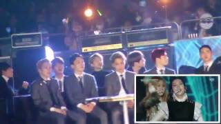 161226 EXO amp BTS Watching TO BLACKPINK Fancam SBS GAYO DAEJUN [upl. by Atinihc56]