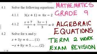 Mathematics Grade 9 Algebraic equations Exam mathszoneafricanmotives mathswithadmirelightone [upl. by Nnylg687]