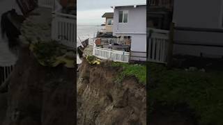 Storms leave homes teetering on the edge of a cliff in California [upl. by Jump]