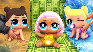 Broke Rich and Giga Rich Babies  32 LOL OMG DIYs [upl. by Opportuna811]