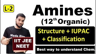 L2 Amines 12th Organic  Structure  Classification  IUPAC naming  JEE NEET [upl. by Colette]