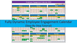 How to Make Fully Dynamic Employee Engagement Calendar for 2020 in Excel [upl. by Holden]