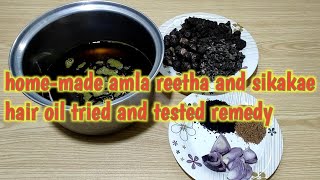 homemade amla reetha and sikakae hair oil tried and tested remedyhomemade hair oil [upl. by Assiruam765]