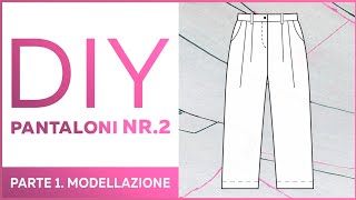 Pantaloni di tendenza Nr2 Modellazione e trasformazione cartamodello base in pantaloni larghi P1 [upl. by Davenport]