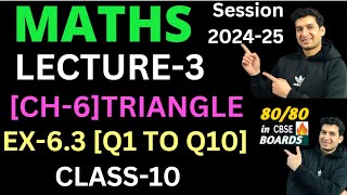 TRIANGLES PART3  Class 10  Maths  Chapter 6  EX63 Q1 TO Q10mathsclass10 [upl. by Atilef473]