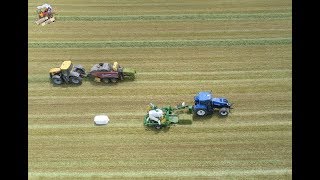 Raking Baling and Wrapping Triticale near Eaton Ohio [upl. by Jennee468]