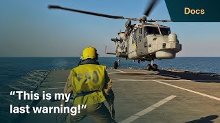 Chilling moment Iranian gunboat heads towards the Royal Navys HMS Duncan  Warship Life At Sea [upl. by Femmine]