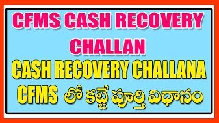 CFMS CASH RECOVERY CHALLAN [upl. by Darill]