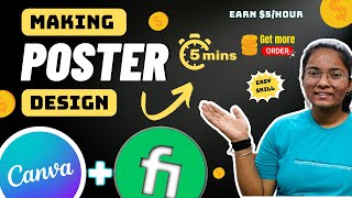 Creating Poster in Canva within 5 minutes  Canva and fiverr  Easy canva skill [upl. by Rennie]