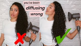 HOW TO DIFFUSE CURLS IN 10 MINUTES NO FRIZZ NO SHRINKAGE [upl. by Eirffej]