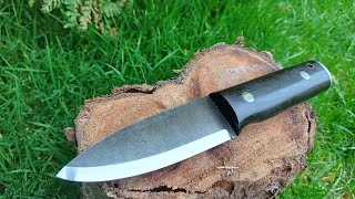 New Bushcraft knife in 3mm 52100 steel has ebony scales and welded stainless buttplate [upl. by Conrado]