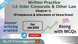 CA INTERMEDIATE CORPORATE LAW  ANSWER WRITTING  CHAPTER3 PROSPECTUS  STEP BY STEP STRATEGY [upl. by Audri]