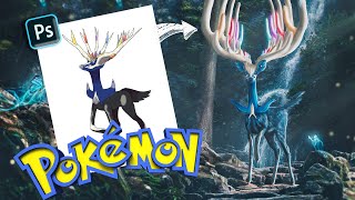 Making POKÉMON Realistic In Photoshop  Xerneas 🦌 [upl. by Sessylu]